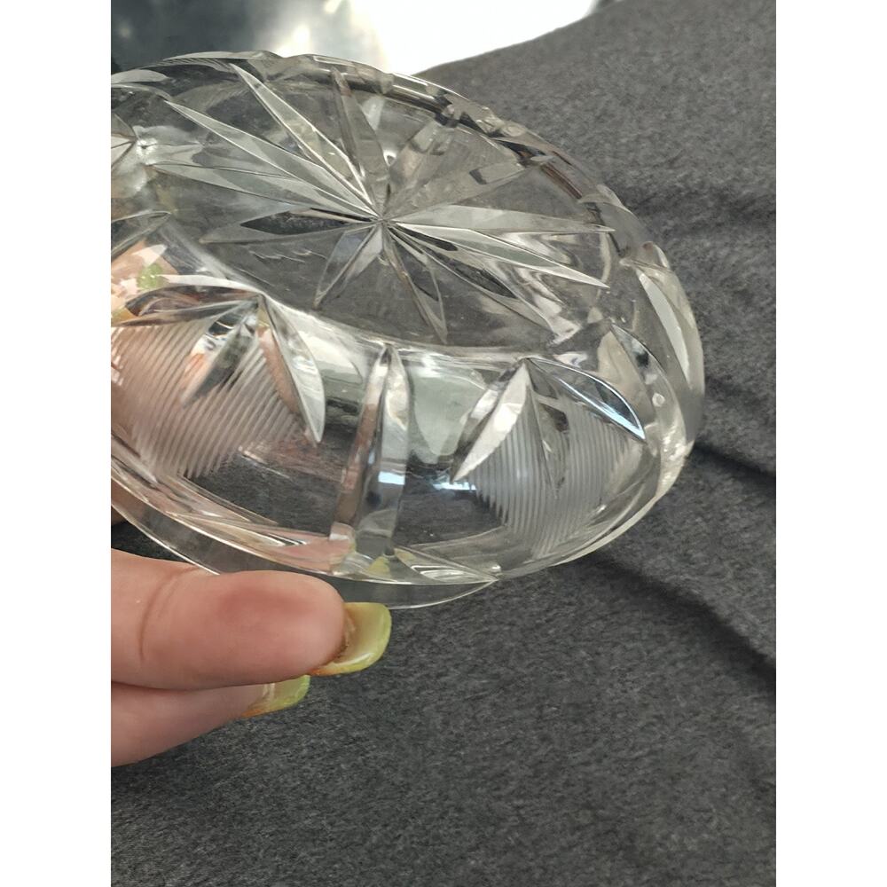 Antique American Brilliant Cut Powder Jar w Lid Hobstar Crystal Dress 1890-1920 - Picture 5 of 10